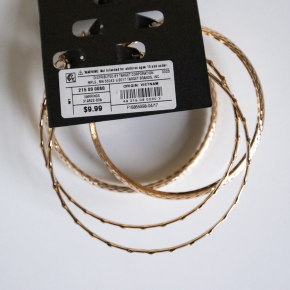 Textured Hoop Gold Earrings (2 Pairs) - Picture 5 of 5